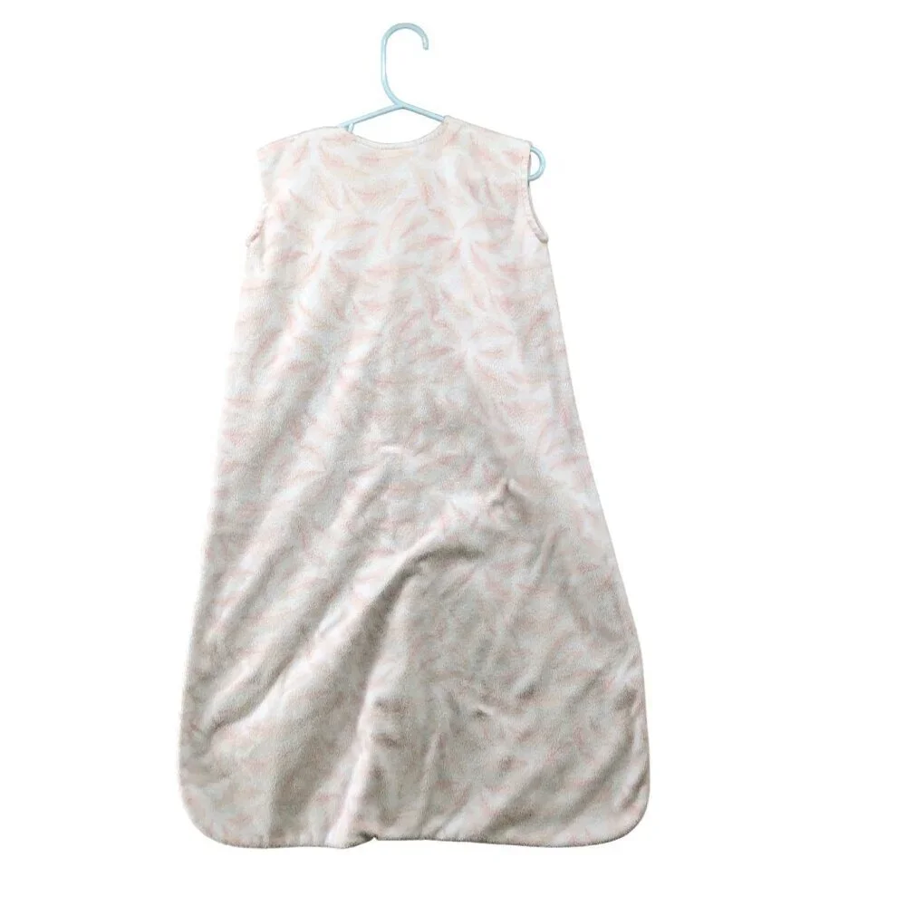 Halo Sleep Sack Baby Girls M 6-12M Sleeveless Fleece Pink White Winter 16-24 lbs